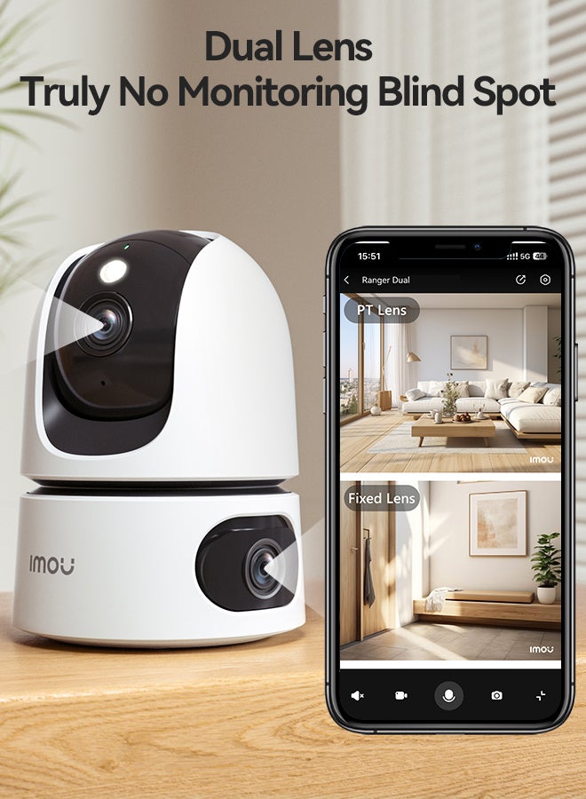 IMOU Indoor Security Camera,Two lens resolution total 6MP, AI Human & Pet Detection，Smart Tracking, Smart Color Night Vision,Privacy Mode, Active Deterrence with 2-Way Talk,Ranger Dual 6MP - Image 2