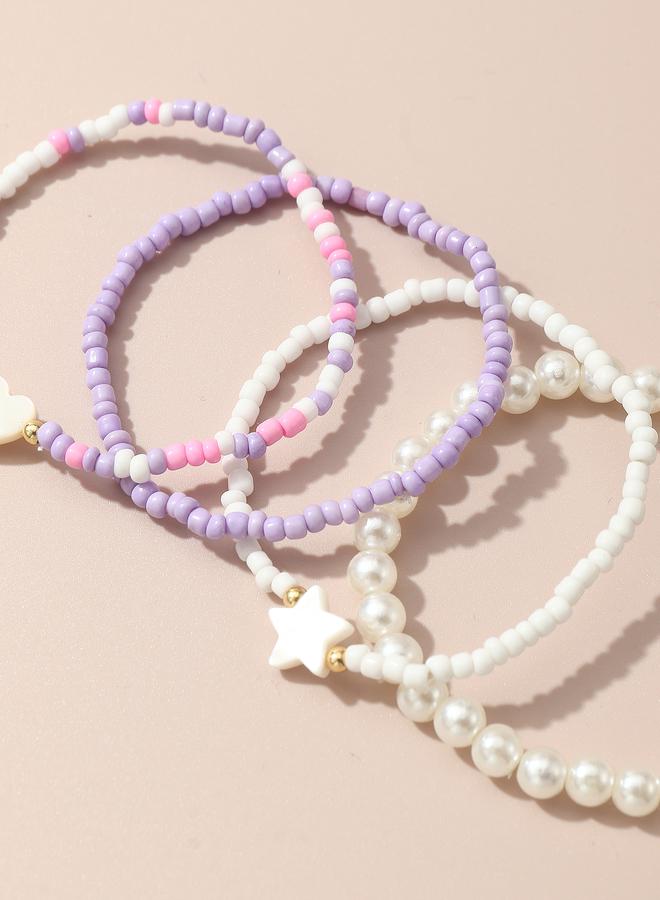 Take Two Pack of 5 - Girls Multi-Color Pastel Beaded Bracelets - Image 1