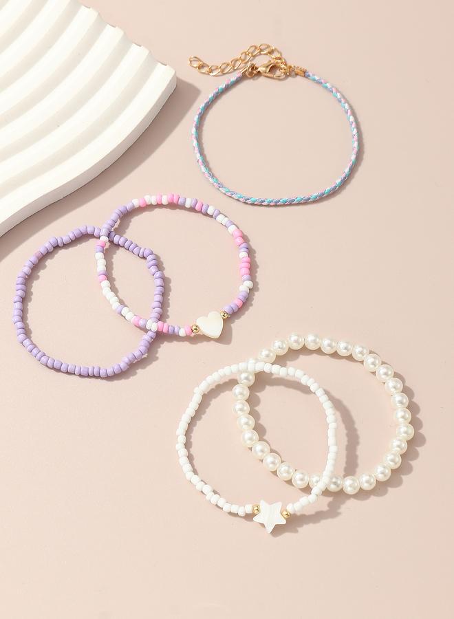 Take Two Pack of 5 - Girls Multi-Color Pastel Beaded Bracelets - Image 2