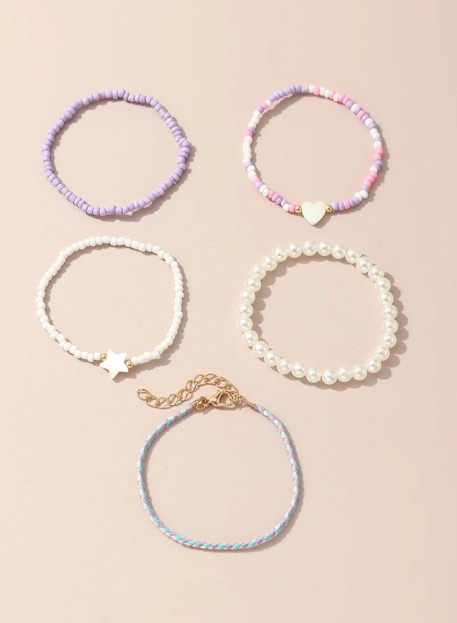 Take Two Pack of 5 - Girls Multi-Color Pastel Beaded Bracelets - Image 5
