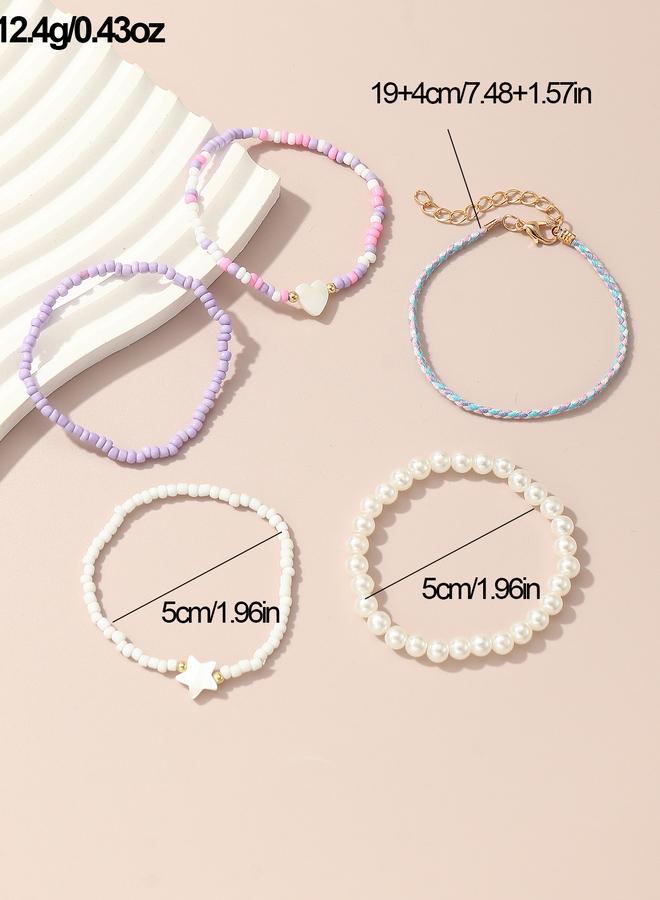 Take Two Pack of 5 - Girls Multi-Color Pastel Beaded Bracelets - Image 3