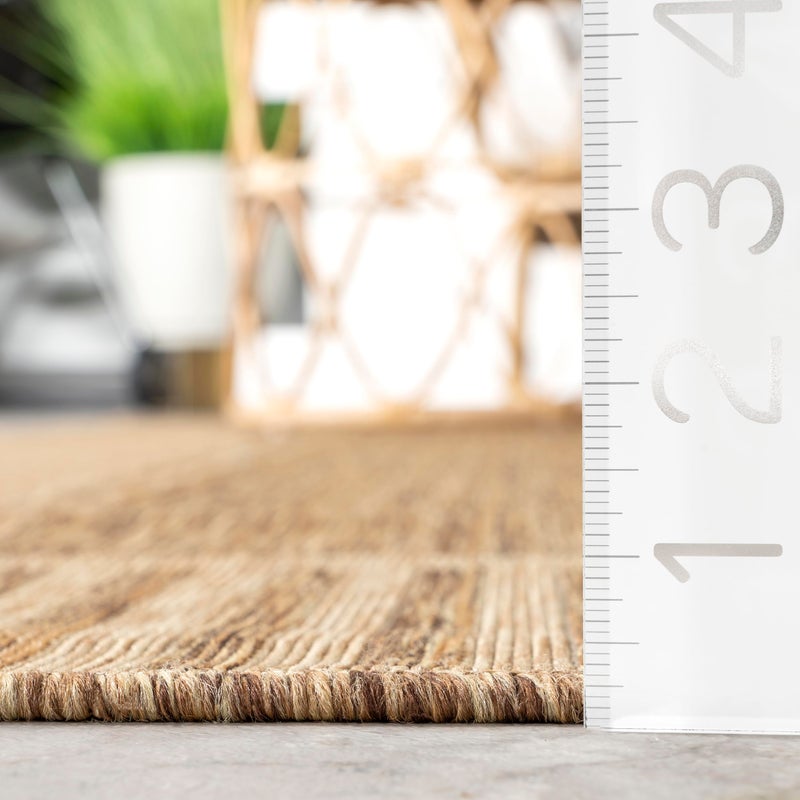 Nuloom Asha Light Brown/Ivory, 8' x 10', Casual, Striped Border, Soft and Cozy, High Traffic, Stain Resistant, Easy Clean, Durable Area Rug for Indoor/Outdoor Patio, Deck, Porch, Garden, Courtyard - Image 3