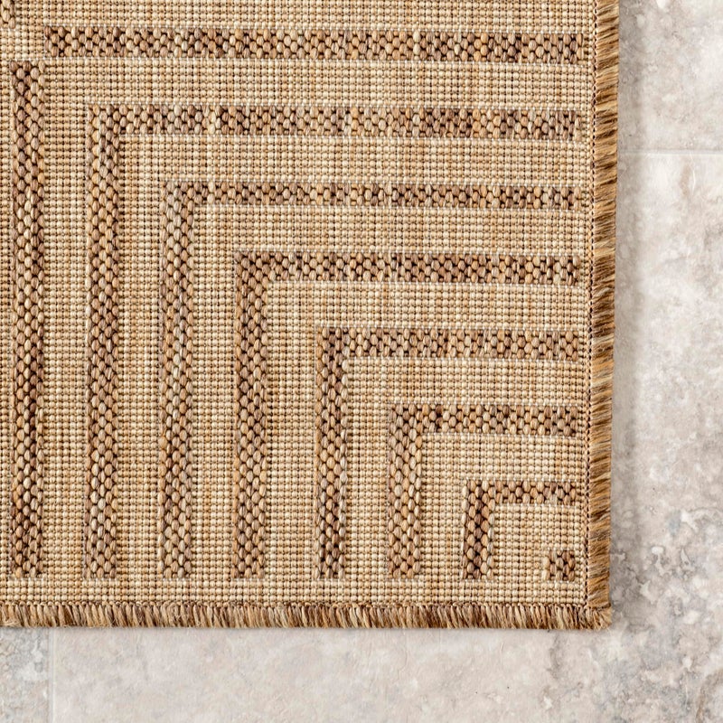 Nuloom Asha Light Brown/Ivory, 8' x 10', Casual, Striped Border, Soft and Cozy, High Traffic, Stain Resistant, Easy Clean, Durable Area Rug for Indoor/Outdoor Patio, Deck, Porch, Garden, Courtyard - Image 4