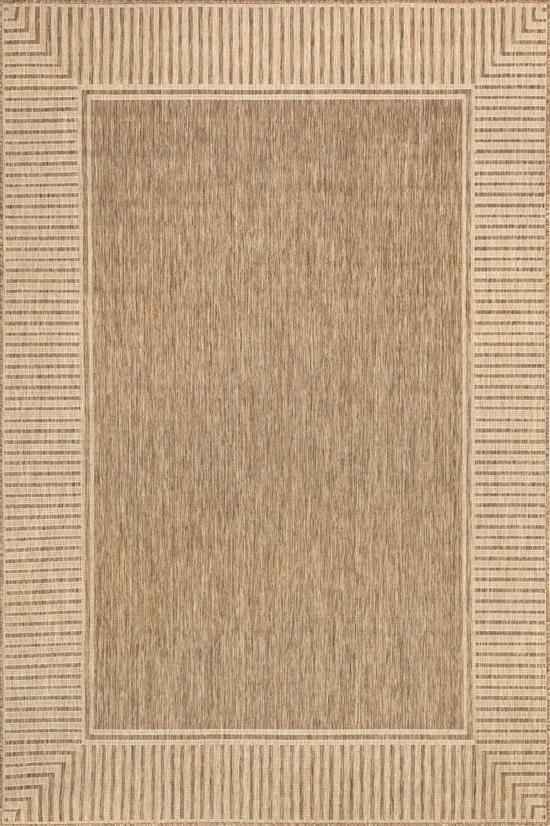 Nuloom Asha Light Brown/Ivory, 8' x 10', Casual, Striped Border, Soft and Cozy, High Traffic, Stain Resistant, Easy Clean, Durable Area Rug for Indoor/Outdoor Patio, Deck, Porch, Garden, Courtyard - Image 2