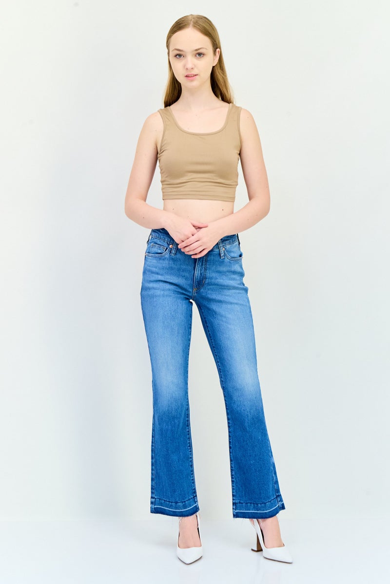 Universal Thread Women Bootcut Fit Washed Stretchable Long Inseam Denim, Blue - Image 2