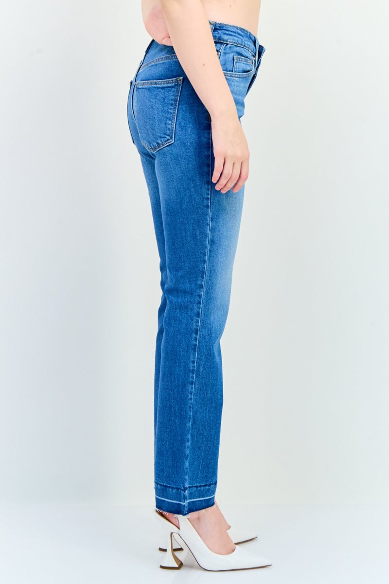 Universal Thread Women Bootcut Fit Washed Stretchable Long Inseam Denim, Blue - Image 2