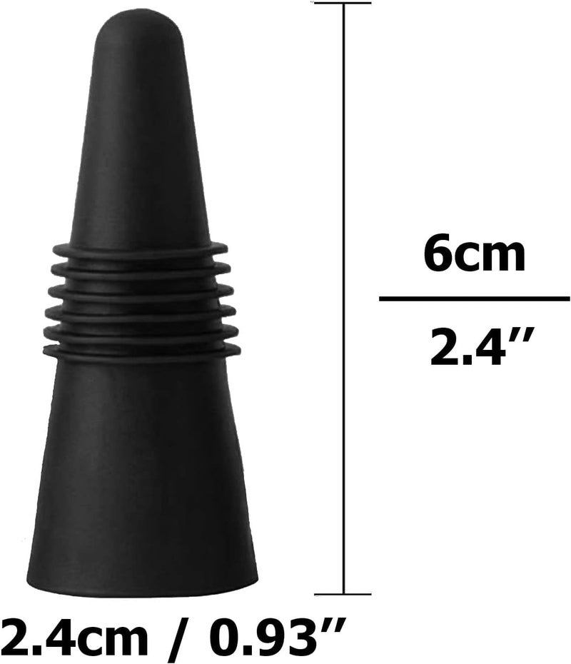Iktu Wine Stoppers (Set of 5), Silicone Wine Bottle Stopper and Beverage Bottle Sealer Replacement with Grip Top for Cork to Keep The Wine Fresh - Black - Image 4