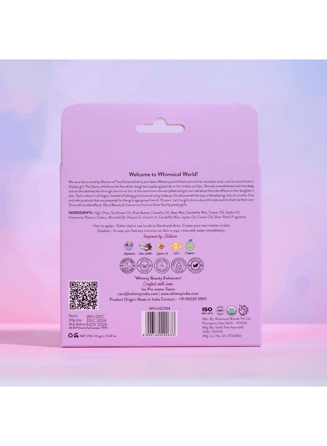 Whimsy Beauty 2 Pcs Organic Lip Colors Combo for Girls|Safe liquid lipstick|Lip gloss for young girls|Hydrating and Nourishing Lip Cheek Tint, Non-sticky & Lightweight Lip Gloss|Girls Lipcarr - Image 4