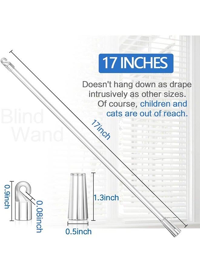 أخبار 6 قطع 17 بوصة عصا ستائر عمودية قطع غيار مع خطاف ومقبض بلاستيكي شفاف لفتح الستارة عصا ستائر نافذة طويلة قضيب إمالة - Image 4
