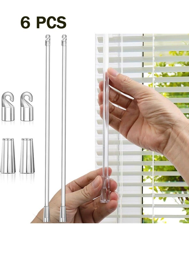 أخبار 6 قطع 17 بوصة عصا ستائر عمودية قطع غيار مع خطاف ومقبض بلاستيكي شفاف لفتح الستارة عصا ستائر نافذة طويلة قضيب إمالة - Image 2