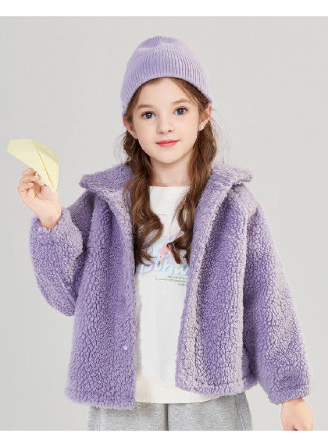 DEESHA 【basic Raglan Fleece Jacket】 بناتي خريف وشتاء مقاس متوسط-كبير أطفال قميص سميك علوي - Image 1