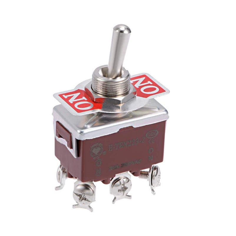 مفتاح تبديل صخري ثقيل ذو لحظة تشغيل مزدوجة القطب والمسار 20 أمبير 250 فولت تشغيل/تشغيل مع ذراع معدني و6 دبابيس - Image 1