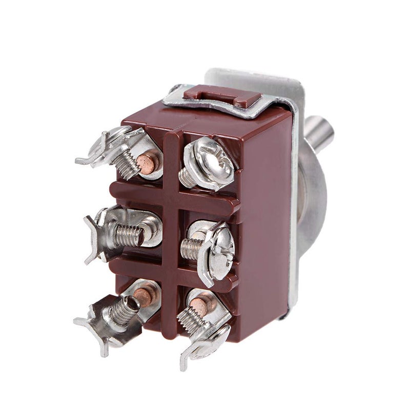 مفتاح تبديل صخري ثقيل ذو لحظة تشغيل مزدوجة القطب والمسار 20 أمبير 250 فولت تشغيل/تشغيل مع ذراع معدني و6 دبابيس - Image 4