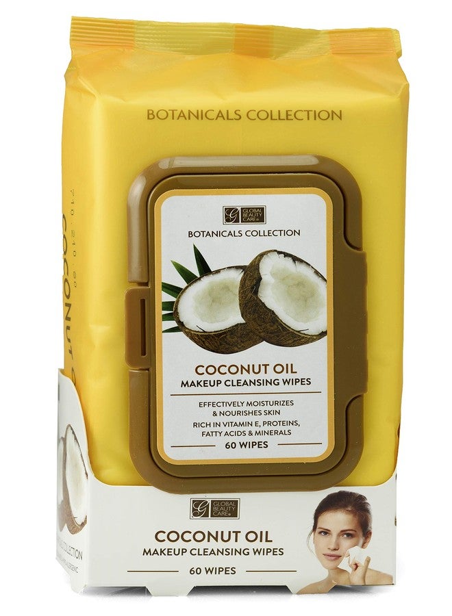 Global Beauty Care Coconut Oil Makeup Cleansing Wipes - Removes Waterproof Mascara & Eye Makeup - Hydrating Facial Wipes with Vitamin E - Hypoallergenic, Non-Greasy, Nourishing & Anti-Aging Formula - 60 Count