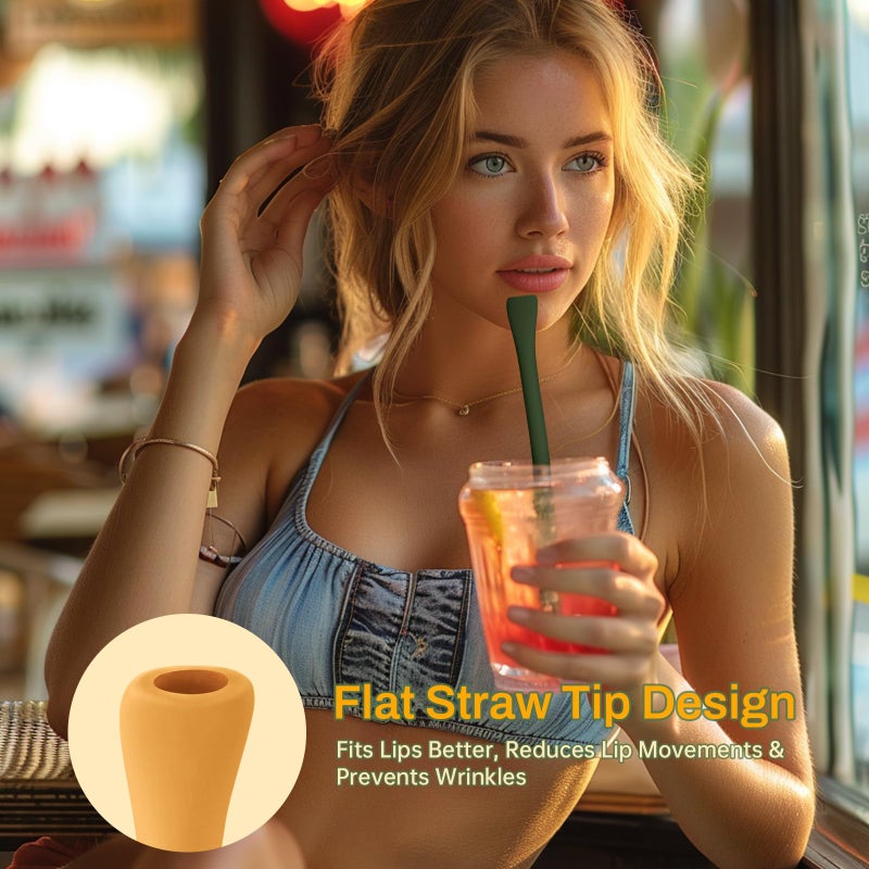 NiHome 6PCS Silicone Anti-Wrinkle Straws for 40oz 30oz Stanley Tumblers w/Brushes, Customizable Length Wrinkle Free Straws for Various Size Cups, No Wrinkle Reusable Drinking Straws for Lip (Vintage) - Image 5