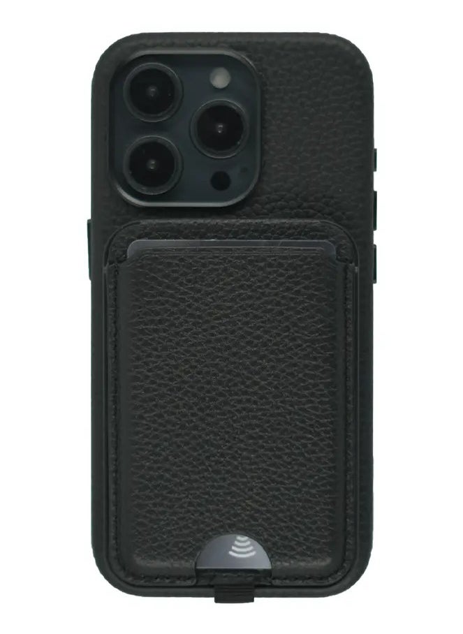A-CASE A-CASE Card Holder, Kesem series Genuine Leather Card Holder with Stand for SmartPhone - BLACK LITCHI  - Image 2