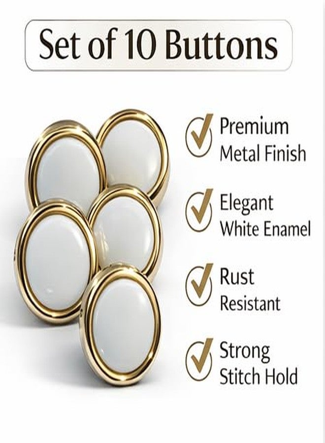 REENA Kurta Button Mens Pack of 10pc for Kurtas, Sherwani Fancy Studded Buttons. Multicolor (White Gold Kurta) - Image 2