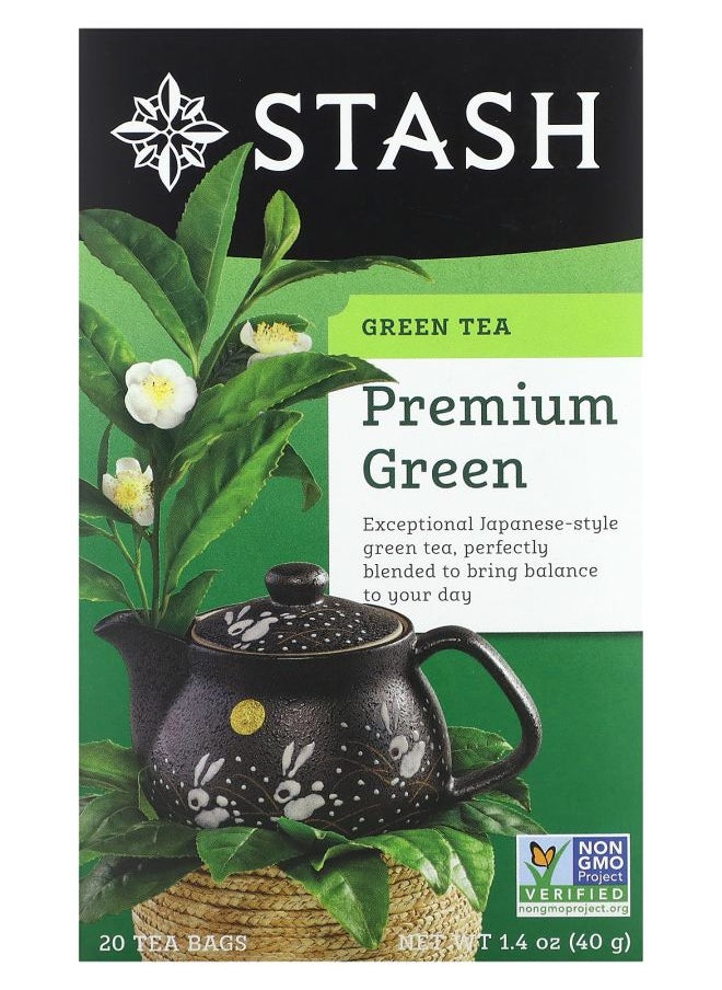 Stash Tea - Green Tea Premium Green 20 Tea Bags 1.4 oz (40 g) - Image 1