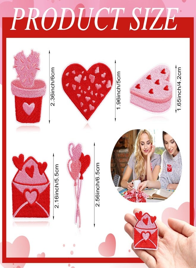 Yuxung 50 Pcs Valentine's Day Theme Patches Self Adhesive Red Pink Heart Embroidered Appliques Assorted Sew on Patch for DIY Craft Clothing Hat Backpack Jeans Jacket - Image 3