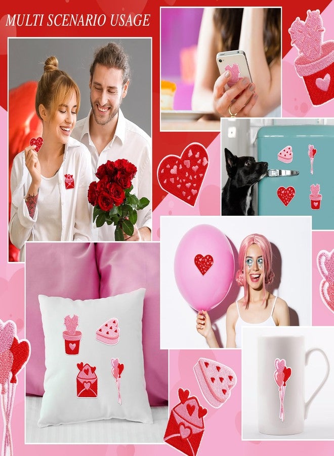 Yuxung 50 Pcs Valentine's Day Theme Patches Self Adhesive Red Pink Heart Embroidered Appliques Assorted Sew on Patch for DIY Craft Clothing Hat Backpack Jeans Jacket - Image 4