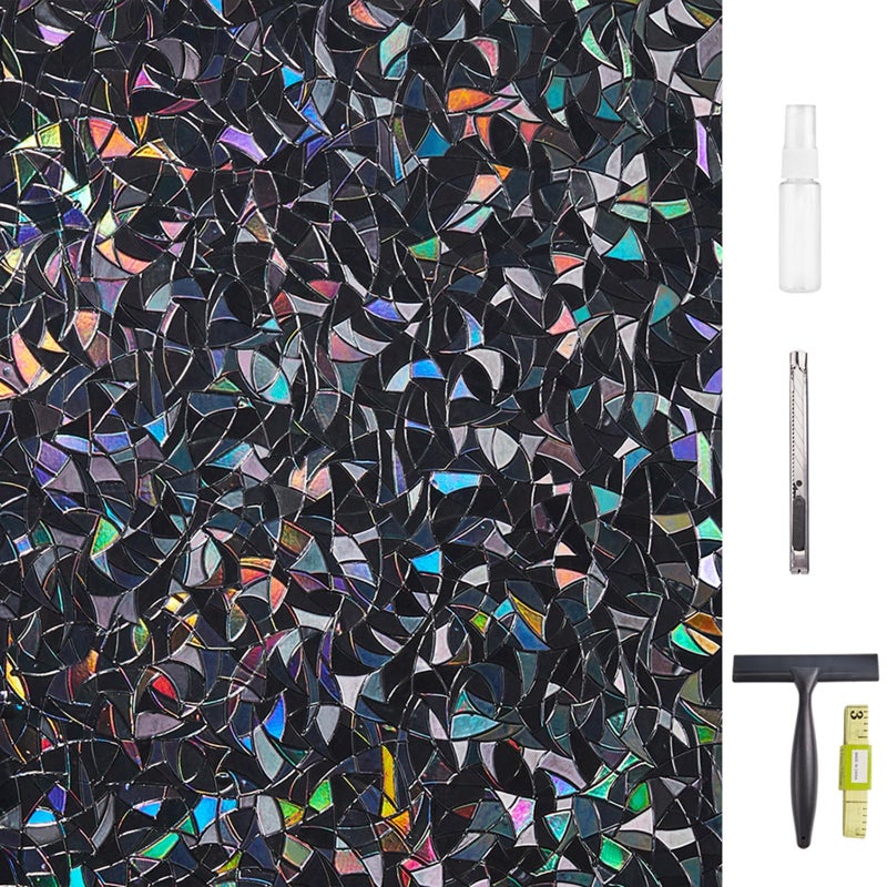 LEMON CLOUD Window Privacy Film Total Blackout Decorative Window Film Static Cling Darkening Frosted Glass Covering 100 Opaque Removable for High Privacy Black Half Moon AntiUV175 x 787 Inch