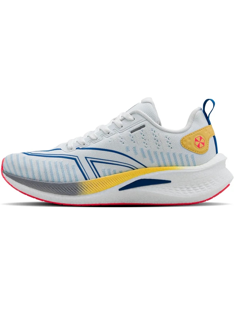 HUNDRED Hundred Sprintpace  Multipurpose Shoes | Running, Walking, Training, Gym & Jogging | Active Grip | HexaFoam Technology |Carbon Fibre Support Plate (White/Blue/Orange Red - EUR 45)