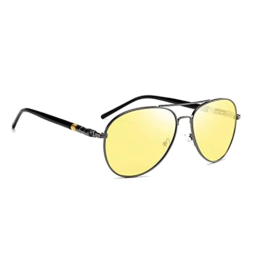Dervin Unisex Adult Polarized Aviator Sunglasses (Black-Yellow) - Image 1