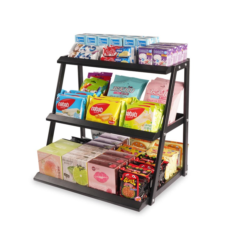 WWN 3Tier Candy Display  MultiFunctional Counter Snack  Chip Holder for Stores  Cupcake Display Stand Black