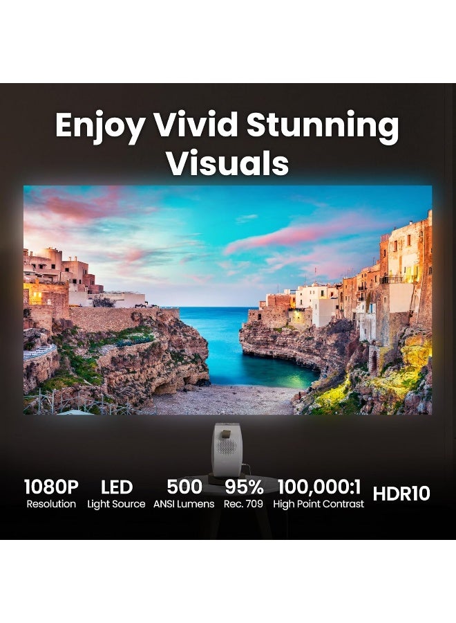 بين كيو جهاز عرض LED محمول GV32 بدقة 1080p، Google TV وNetflix، 500 لومن ANSI، دعم 4K، 95% Rec.709 HDR10، عرض على السقف بزاوية 135°، مكبر صوت سوب ووفر 18 واط، واي فاي، USB-C، HDMI، ضمان لمدة عامين - Image 5