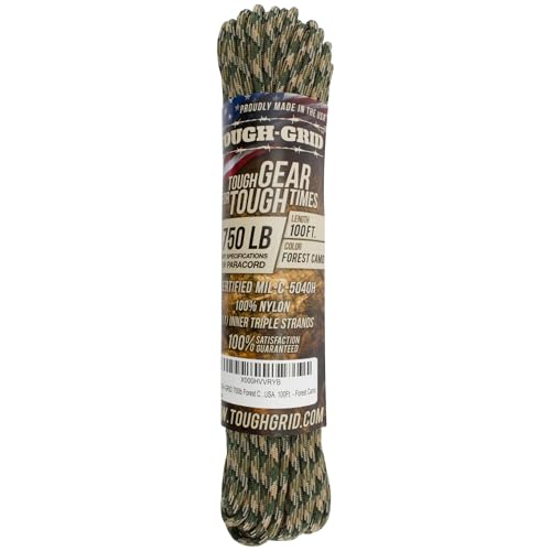TOUGH-GRID 750 Paracord Rope Nylon Parachute Cord, Made in USA Survival Kit, Outdoor Adventures, Camping, Tactical Gear & Emergency Supplies, Military Type IV Mil-Spec - Image 3