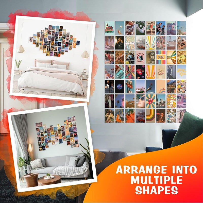 CodersParadise عبوة من 54 ملصق كولاج حائط عتيق جمالي بتصميم VSCO - 4 × 6 بوصة - ديكور حائط لغرفة النوم، غرفة المعيشة، المكتب - تشمل نقاط الغراء - ورق مقوى - Image 4