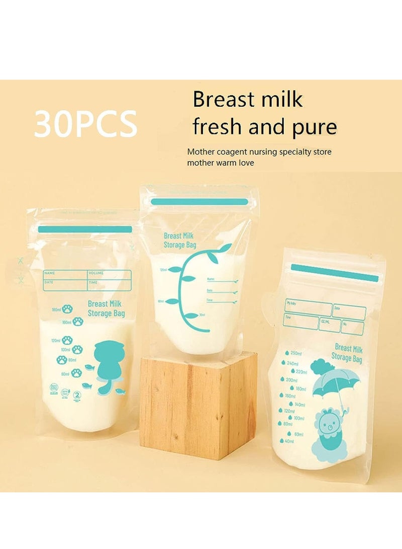 SOLARAE Breast Milk Storage Bags 30pcs 250ml Milk Freezer Bags Essentials Breast Milk Storage Bags for Freezer Pre-Sterilised Stand-Up Pouches No Leak Double Seal Freezer Milk Storage for Fridge - Image 4