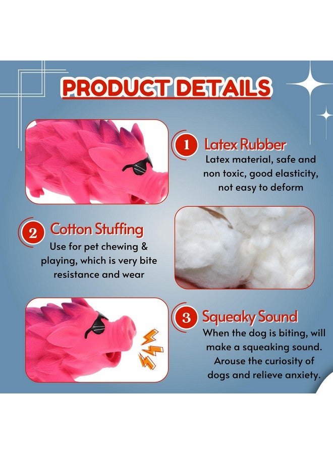 Dog Squeaky Latex Rubber Toy - (Pink Goggle Pig) | For Small Dogs & Puppies | Cotton Filled, Durable, Soft, Animal Design, Chew Safe Play Toy | Reduce Separation Anxiety (Size: 18.5Cm) - Image 3
