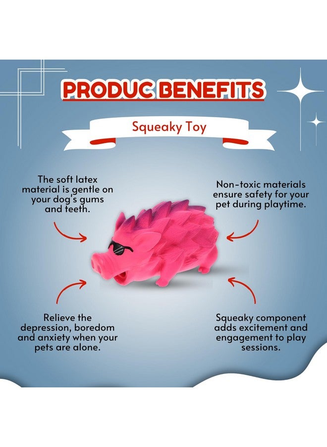 Dog Squeaky Latex Rubber Toy - (Pink Goggle Pig) | For Small Dogs & Puppies | Cotton Filled, Durable, Soft, Animal Design, Chew Safe Play Toy | Reduce Separation Anxiety (Size: 18.5Cm) - Image 5