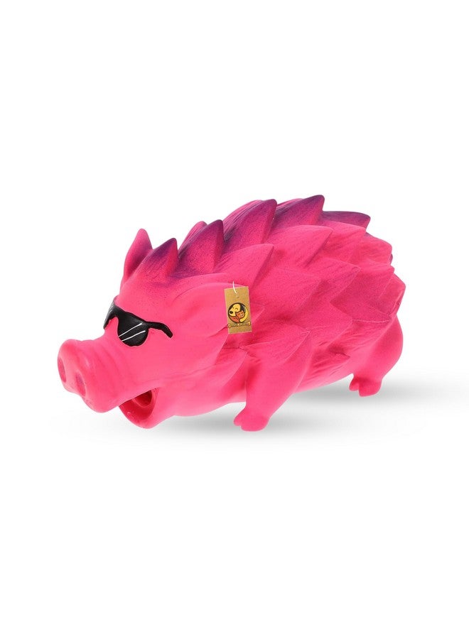 Dog Squeaky Latex Rubber Toy - (Pink Goggle Pig) | For Small Dogs & Puppies | Cotton Filled, Durable, Soft, Animal Design, Chew Safe Play Toy | Reduce Separation Anxiety (Size: 18.5Cm) - Image 1