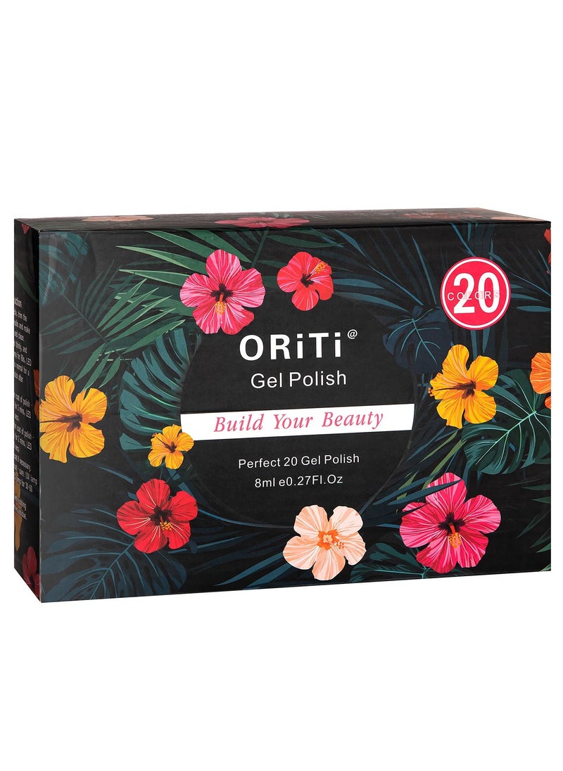 ORiTi - Gel Nail Polish Set 20+4 PCS Nude Brown Pink Grey Colors Soak Off Neutral Skin Tone Starter Kit with Glossy Matte Top Base Coat For Nail Art Salon Gifts for Women #4 - Image 1
