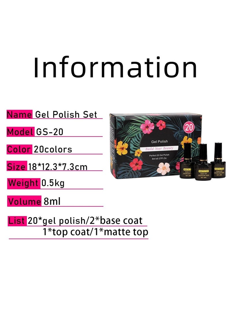 ORiTi - Gel Nail Polish Set 20+4 PCS Nude Brown Pink Grey Colors Soak Off Neutral Skin Tone Starter Kit with Glossy Matte Top Base Coat For Nail Art Salon Gifts for Women #4 - Image 1