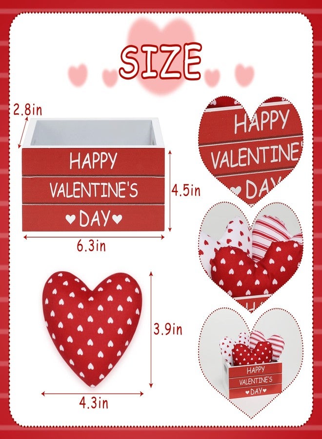 KORMMCO Valentine Decor Wooden Created with 3 PCS Fabric Heart, Valentines Table Centerpiece,Farmhouse Table Decor for Tiered Tray, Valentine's Home Kitchen Decor,Red - Image 3