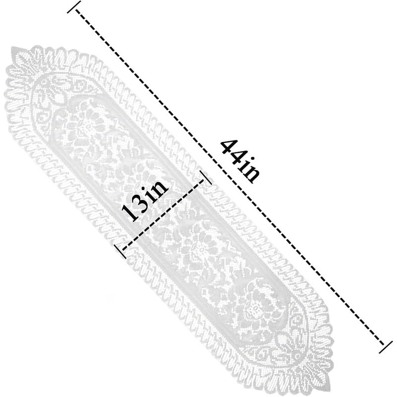تينسو Tinsow 2 Pack Cotton Crochet Lace Rectangular Table Runner Dresser Scarf Doilies (White Style, 13 X 44) - Image 2