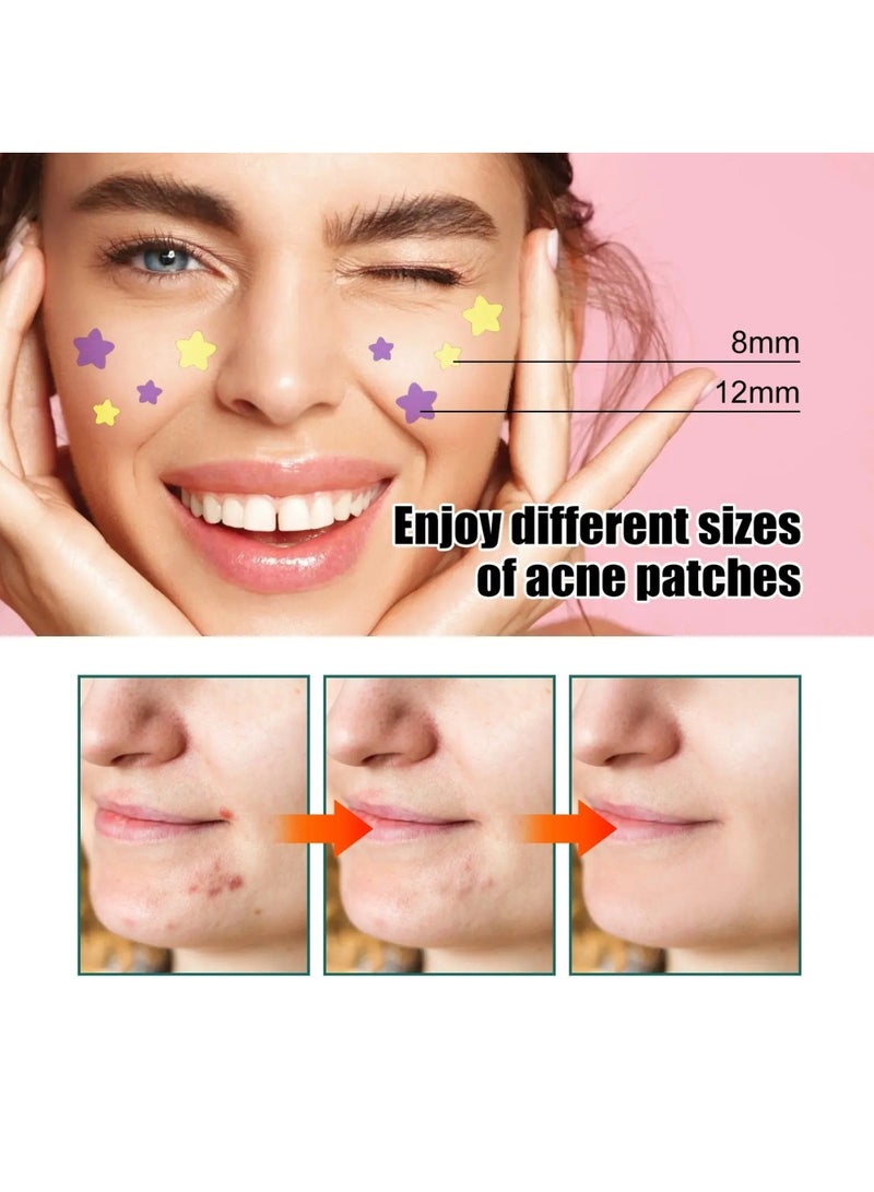EELHOE 112 Pcs Colorful Acne Patch Star Shaped Acne Pimple Patches for Face 8mm and 12mm two Size Cute Pimple Patches Acne Stickers Cover Dot for Acne Blemish Pimples Whiteheads Zit Draw out Oil & Impurities - Image 5