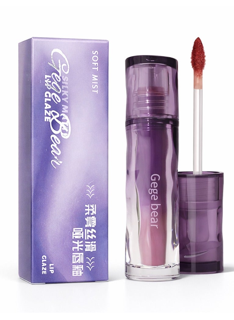 Gege bear 6 Colors Soft Mist Silky Matte Lip Glaze 3g, Waterproof Long Lasting Non-Stick Cup High Pigment Lip Tint for Women 01 Light Milk Peaches - Image 1