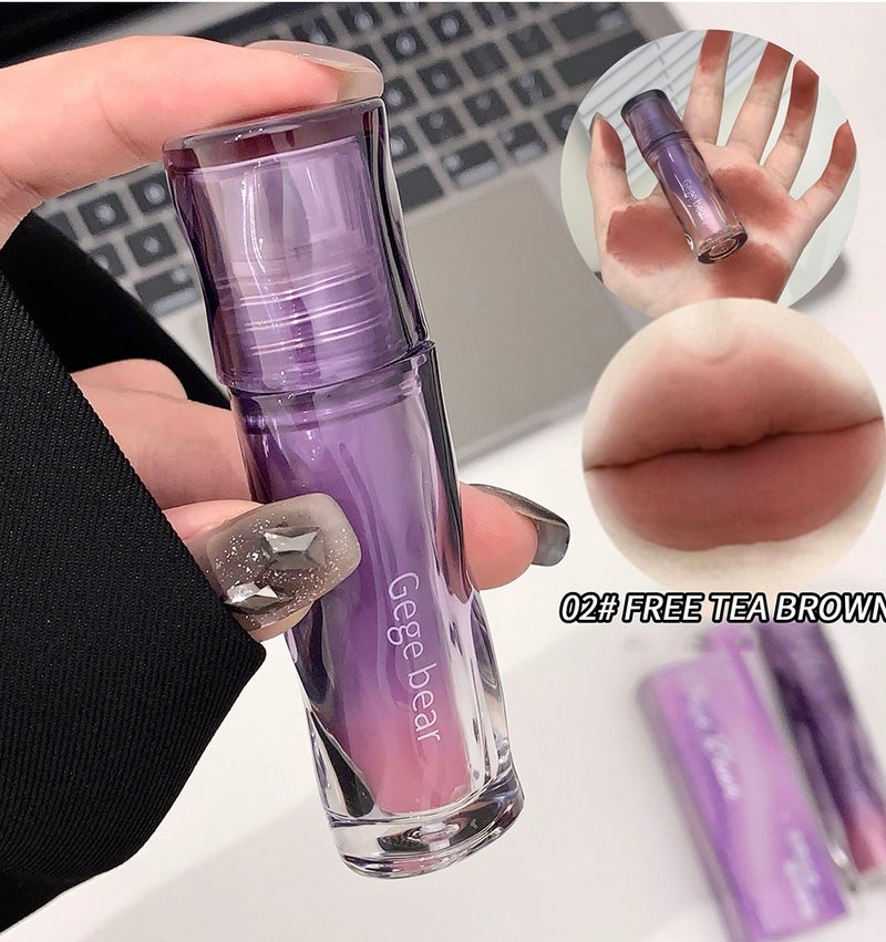 Gege bear 6 Colors Soft Mist Silky Matte Lip Glaze 3g, Waterproof Long Lasting Non-Stick Cup High Pigment Lip Tint for Women 01 Light Milk Peaches - Image 4
