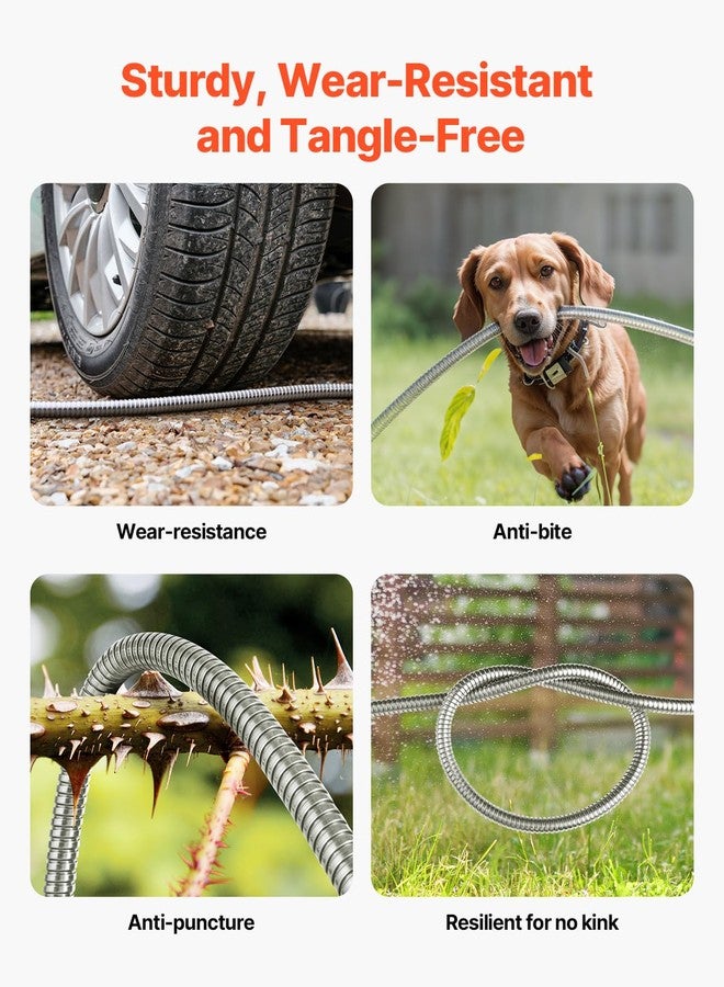 فيفور خرطوم حديقة معدني من فيفور بطول 100 قدم، خرطوم مياه من الفولاذ المقاوم للصدأ، خرطوم متين للحديقة الخلفية مزود بفوهة ذات 10 وظائف، أنبوب مياه مرن لا ينثني، خرطوم معدني خفيف الوزن للحديقة، للاستخدام الخارجي - Image 3