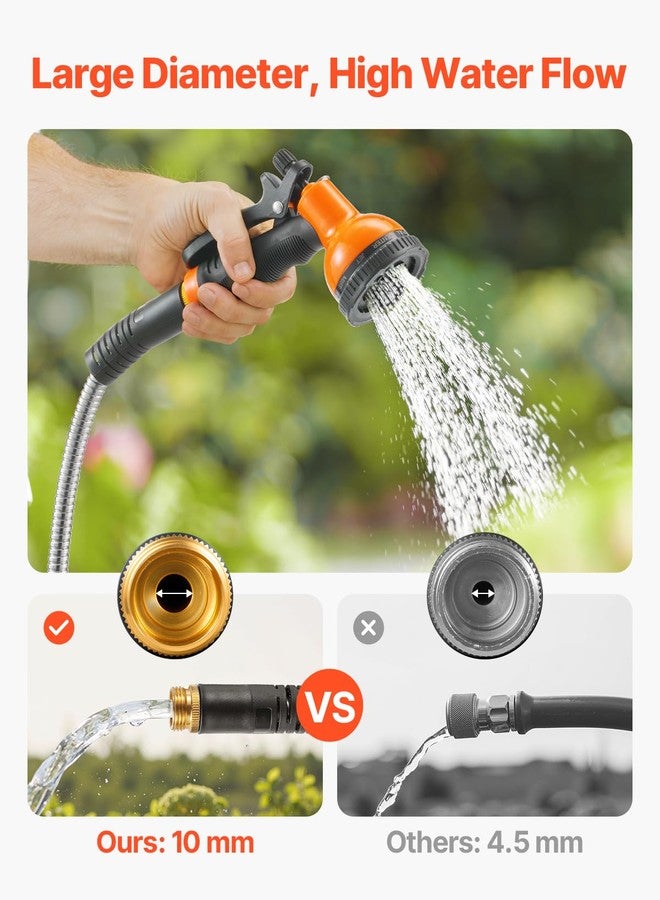 فيفور خرطوم حديقة معدني من فيفور بطول 100 قدم، خرطوم مياه من الفولاذ المقاوم للصدأ، خرطوم متين للحديقة الخلفية مزود بفوهة ذات 10 وظائف، أنبوب مياه مرن لا ينثني، خرطوم معدني خفيف الوزن للحديقة، للاستخدام الخارجي - Image 5