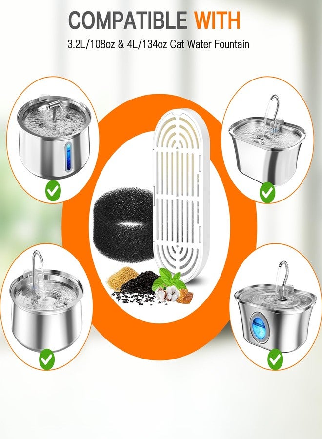 Petilog فلاتر نافورة مياه للقطط، مناسبة لموزعات مياه الحيوانات الأليفة المصنوعة من الفولاذ المقاوم للصدأ بسعة 108/3.2 لتر و4 لتر/134 أونصة (6 فلاتر و6 إسفنجات) - Image 2