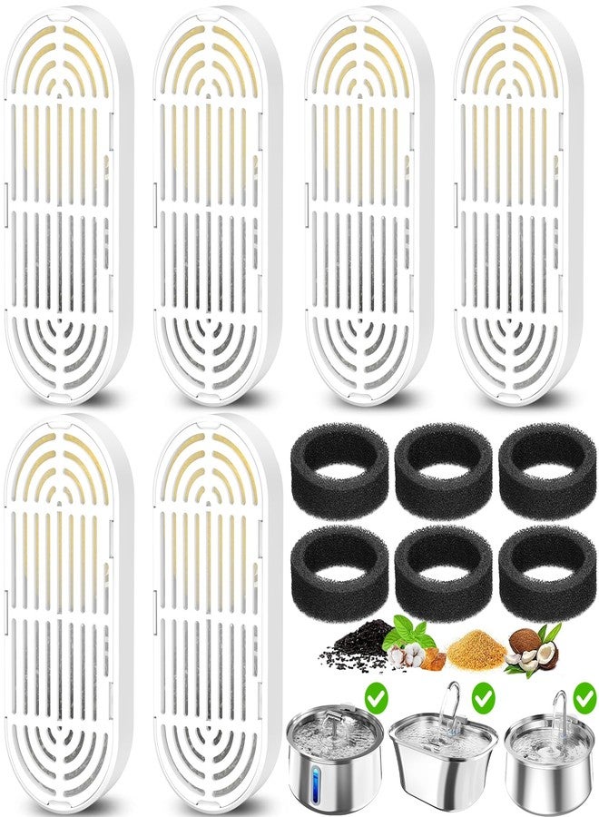 Petilog فلاتر نافورة مياه للقطط، مناسبة لموزعات مياه الحيوانات الأليفة المصنوعة من الفولاذ المقاوم للصدأ بسعة 108/3.2 لتر و4 لتر/134 أونصة (6 فلاتر و6 إسفنجات) - Image 1
