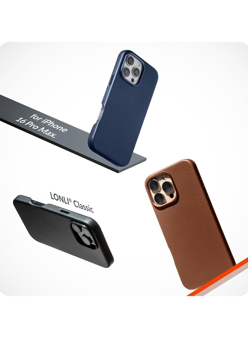 ELTRAZONE Classic European Leather Phone Case for iPhone 16 Pro Max – Black, Smoothens & Softens Over Time, Compatible with MagSafe - Image 2