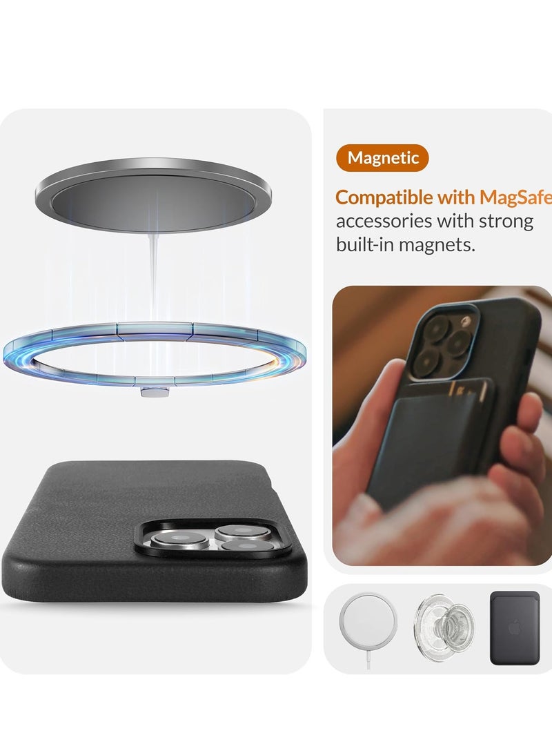 ELTRAZONE Classic European Leather Phone Case for iPhone 16 Pro Max – Black, Smoothens & Softens Over Time, Compatible with MagSafe - Image 5