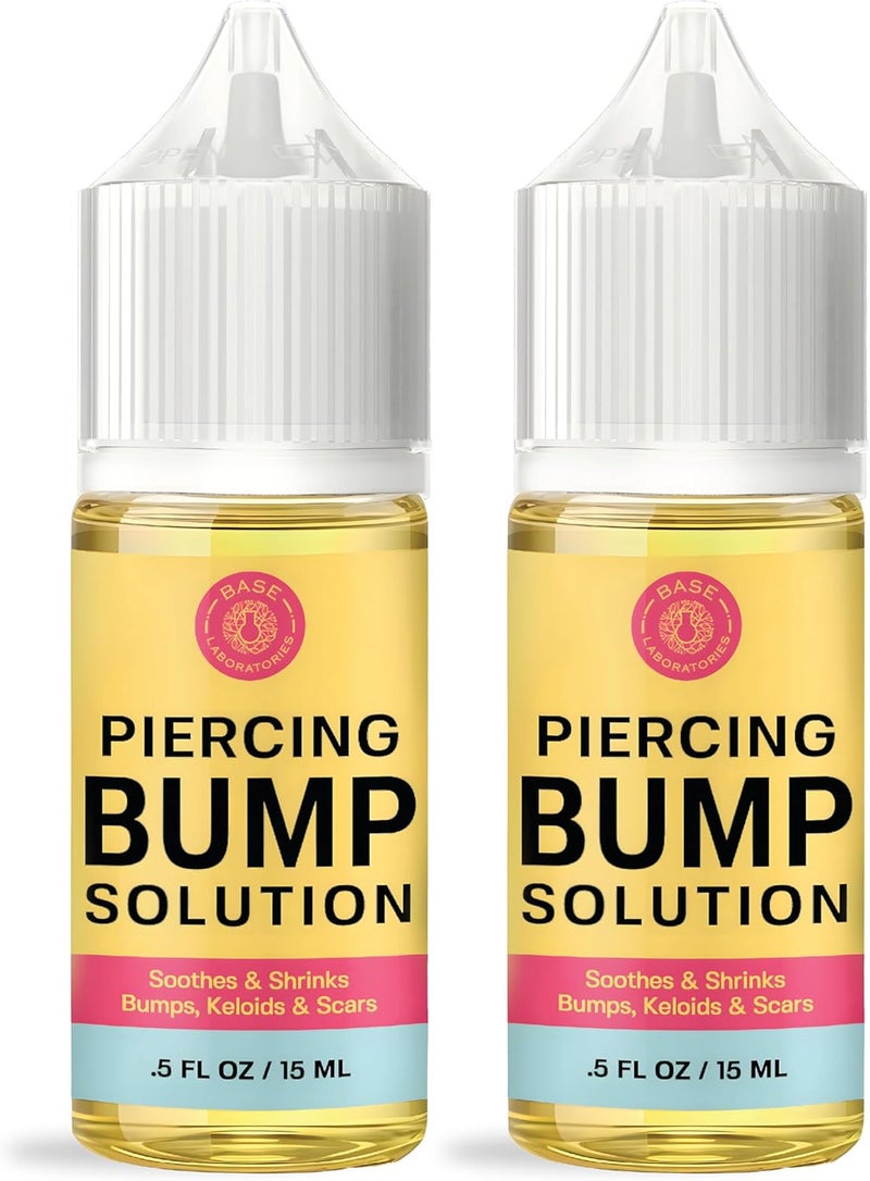 BASE LABORATORIES Piercing Bump & Keloid Bump Removal Solution | Soothing Piercing Aftercare | Bump Keloid Scar Removal | Ear & Nose Piercing Cleaner for Keloid Bumps | Piercing Aftercare Oil | 2PK - Image 1