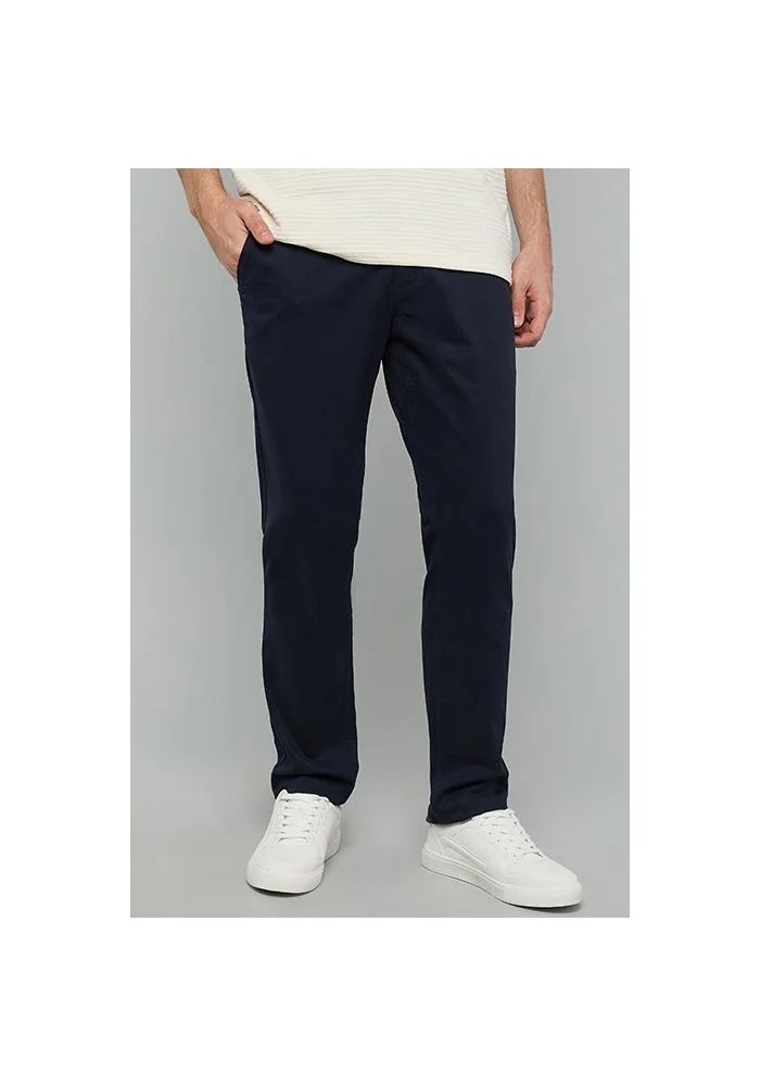 أر أند بي Solid Slim Fit Pants with Button Closure